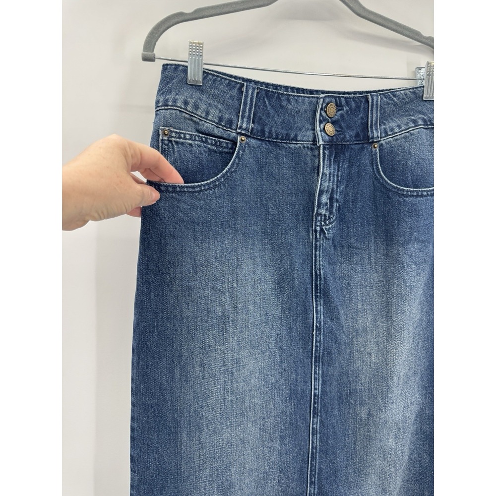 BDG Dark Wash Double Button Back Slit Maxi Denim Jean Skirt Medium Urban Western